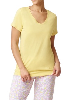 Hue Women's Solid Short Sleeve V-Neck Pajama T-shirt - Dusky Citron