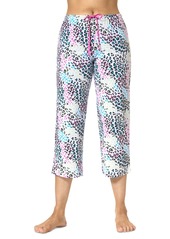 Hue Women's Spring Leopard Printed Capri Pajama Pants - White