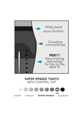 Hue Women's Super Opaque Control Top Tights - Black Solid