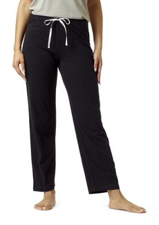 HUE Women's SleepWell Basic Printed Knit Performance Sleep Pajama Pant Made with Temperature Regulating Technology Black-Solid