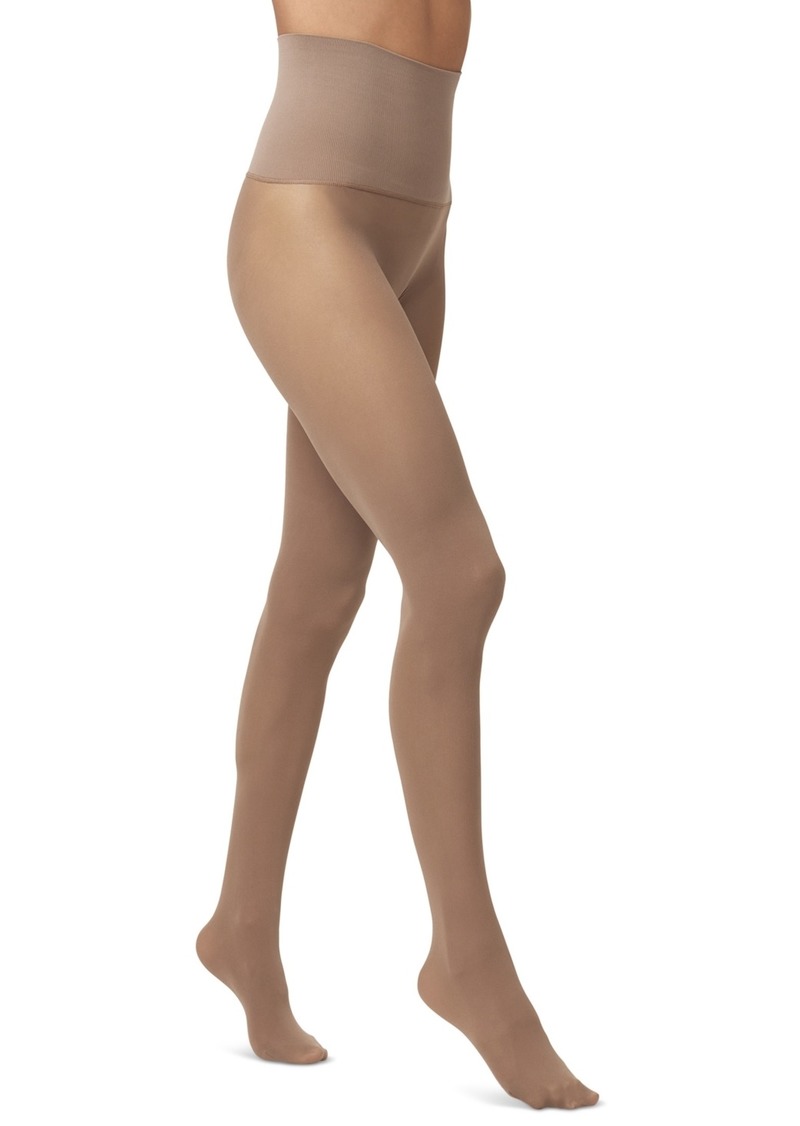 Hue Women's Yoga Waistband Ribbed-Front Tights - Cocoa