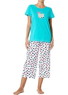 Hue Short Sleeve Tee and Capris Two-Piece Pajama Set