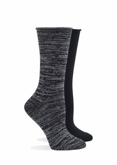 Hue Super Soft Roll Top Boot Sock 2 Pair Pack black one size