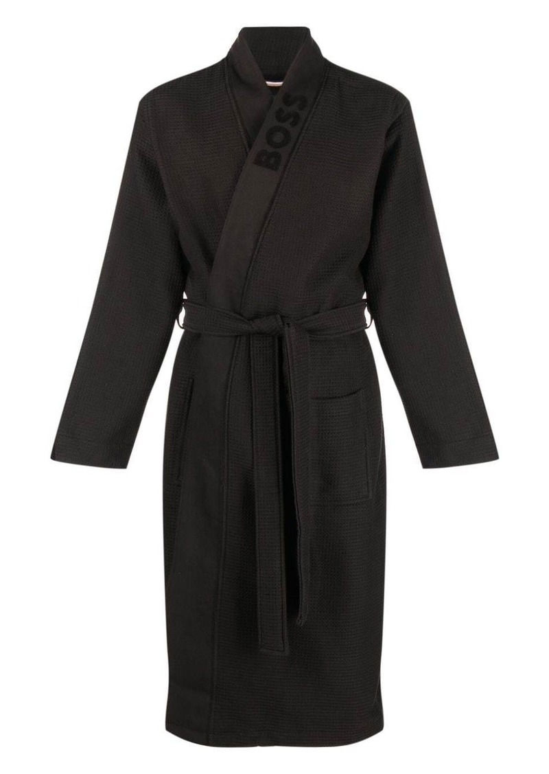 Hugo Boss 3D-logo waffle-effect robe