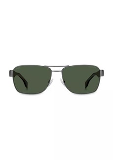 Hugo Boss 60MM Rectangular Havana Sunglasses