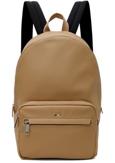 Hugo Boss BOSS Beige Faux-Leather Logo & Signature Stripe Backpack