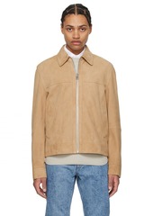 Hugo Boss BOSS Beige Regular-Fit Leather Jacket