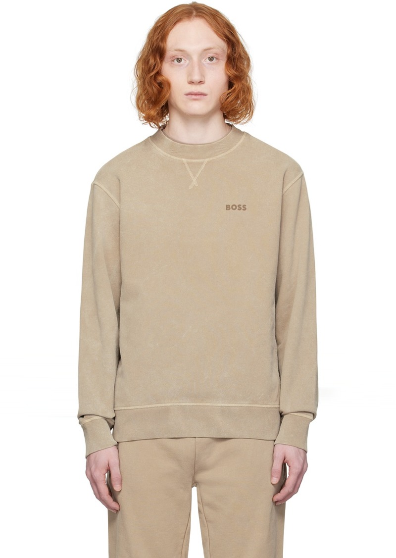 Hugo Boss BOSS Beige Relaxed-Fit Sweatshirt