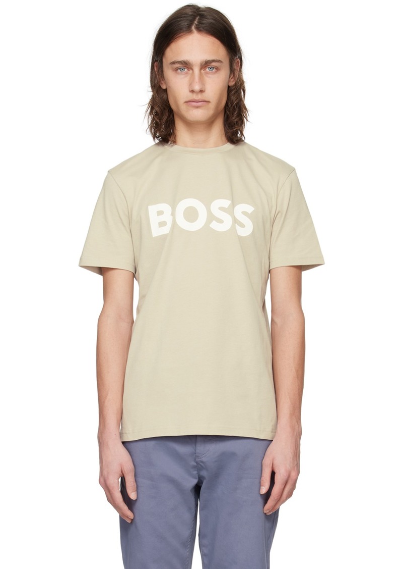 Hugo Boss BOSS Beige Rubber-Print T-Shirt
