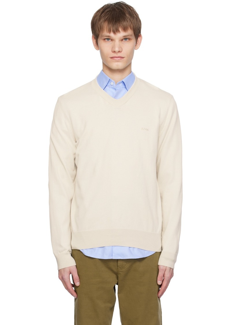 Hugo Boss BOSS Beige V-Neck Sweater