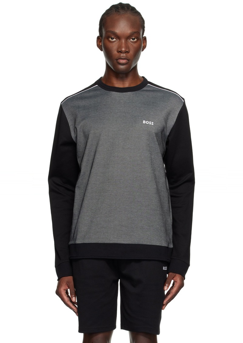 Hugo Boss BOSS Black & Gray Embroidered Logo Sweatshirt