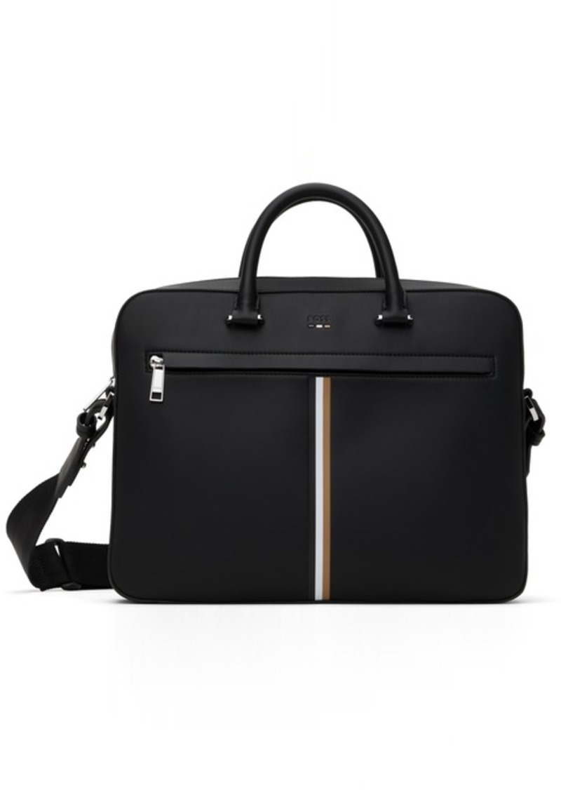 Hugo Boss BOSS Black Faux-Leather Signature Stripe Briefcase