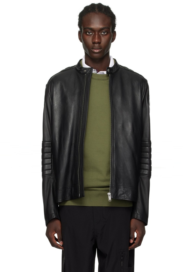 Hugo Boss BOSS Black Quilted Leather Bomber Jacket