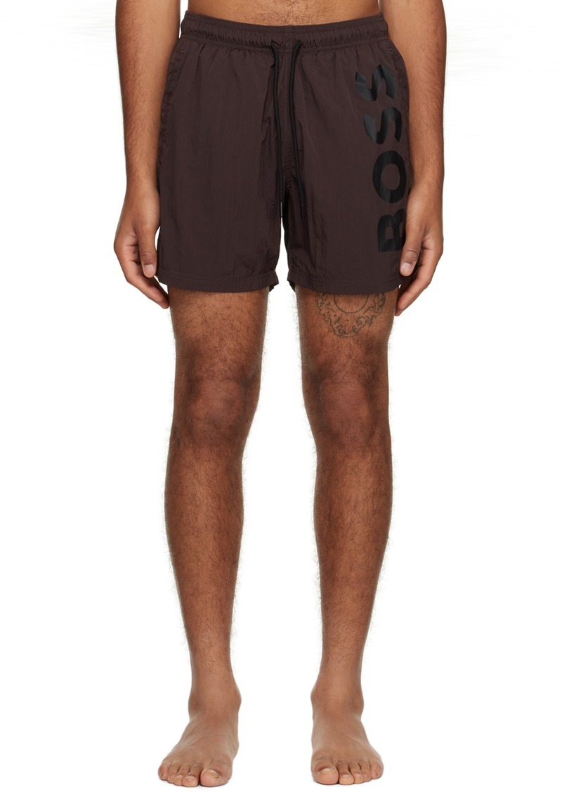 Hugo Boss BOSS Brown Quick-Drying Swim Shorts