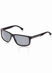 BOSS by Hugo Boss Men's 0833/S Rectangular Sunglasses Matte Black Carbon/gray Polarized