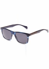 BOSS by Hugo Boss Men's 0911/S Polarized Rectangular Sunglasses Blue MELANG