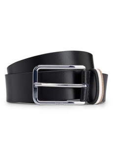 Hugo Boss BOSS Calis Leather Belt with Stripe Keeper Loop