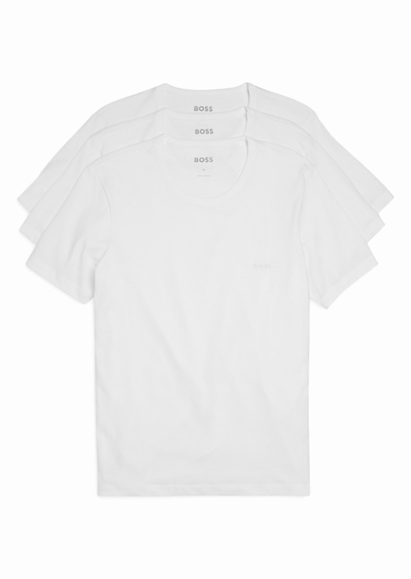 Hugo Boss Boss Classic Cotton Embroidered Logo Crewneck Tees, Pack of 3