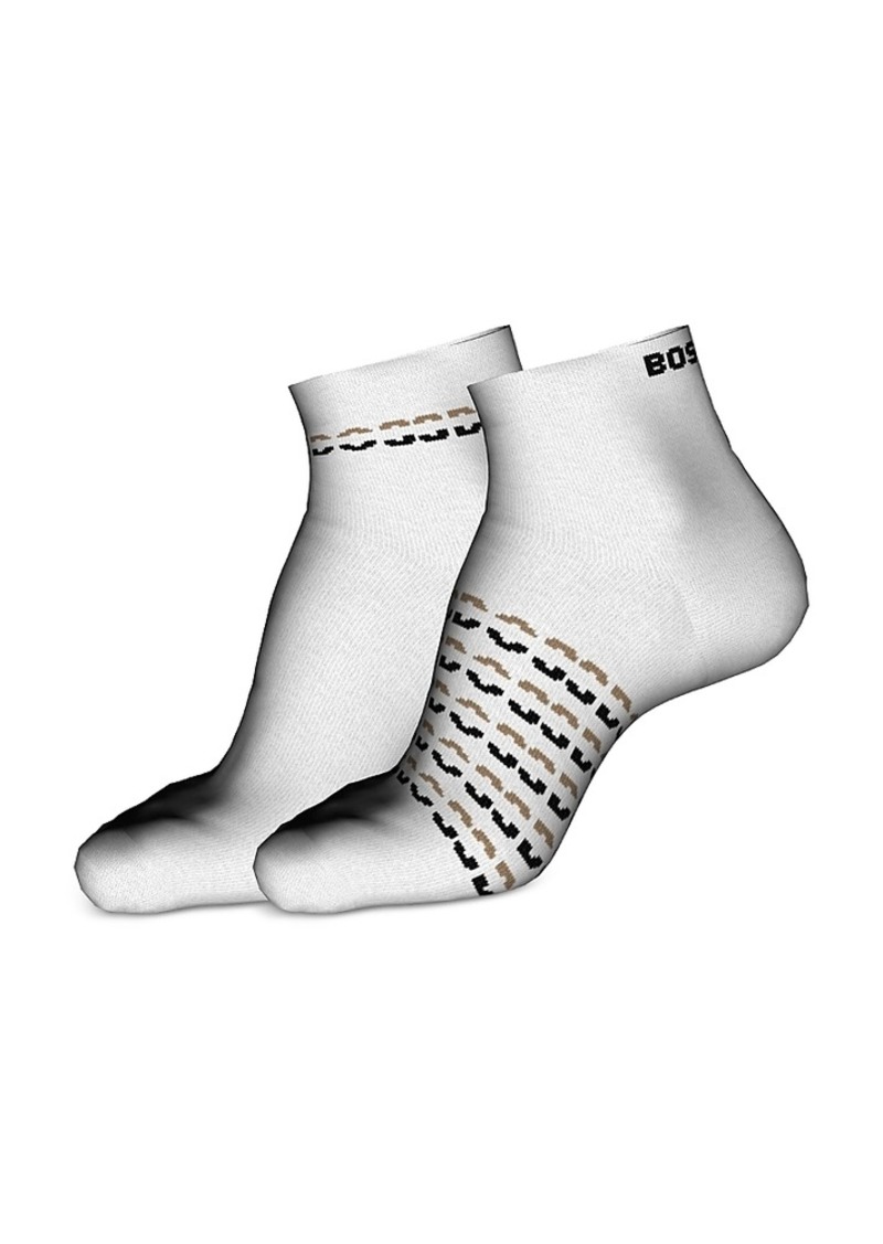 Hugo Boss Boss Cotton Blend Icon Logo Ankle Socks, Pack of 2