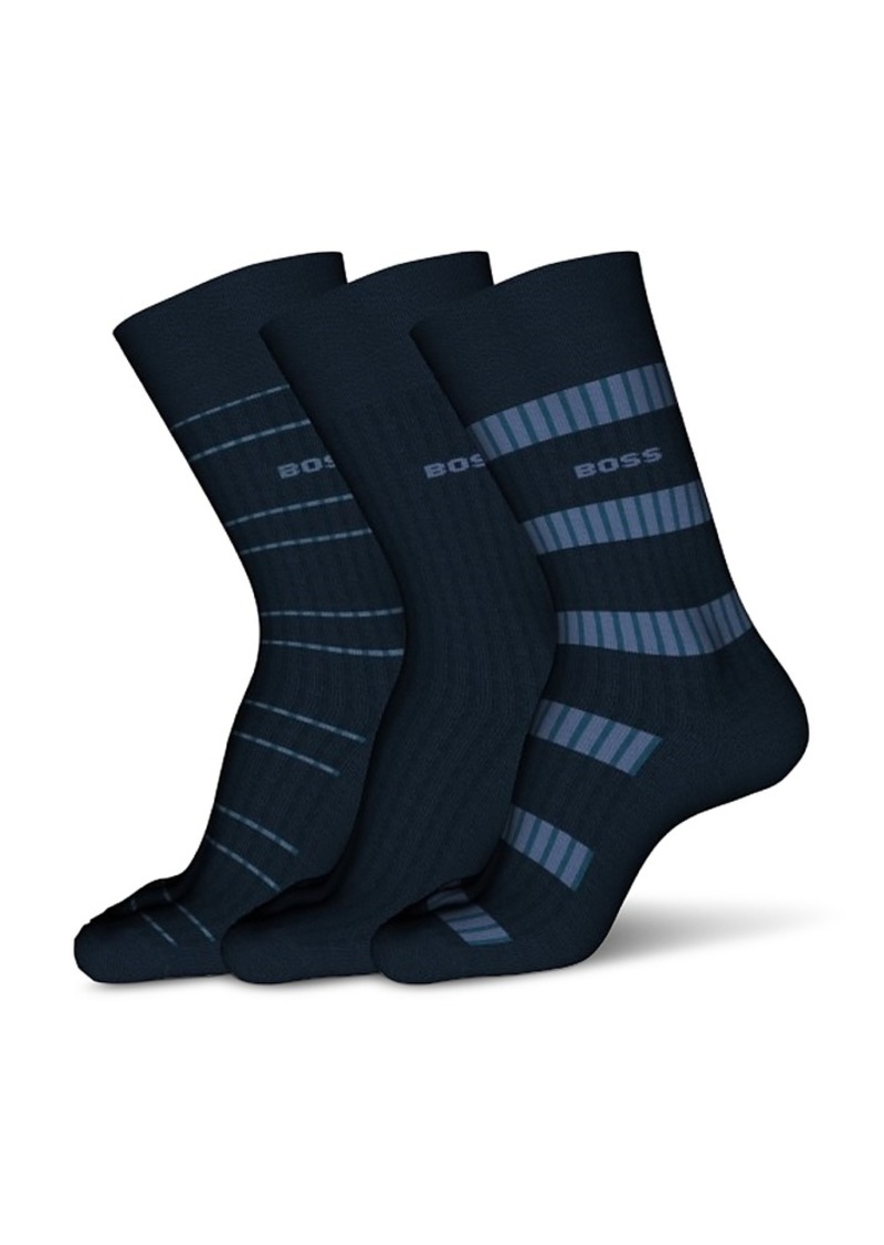 Hugo Boss Boss Fine Rib Dress Socks, Pack of 3
