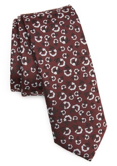 Hugo Boss BOSS Floral Recycled Polyester X-Long Skinny Tie in Medium Red at Nordstrom