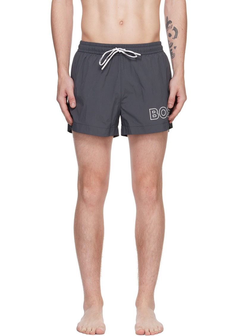 Hugo Boss BOSS Gray Outline Swim Shorts