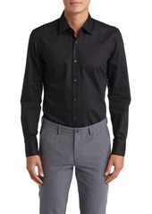 Hugo Boss BOSS Hank Slim Fit Jacquard Floral Black Dress Shirt at Nordstrom