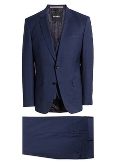 Hugo Boss BOSS Huge 3-Piece Solid Blue Stretch Wool Suit