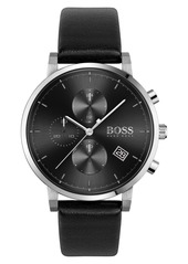 Hugo Boss BOSS Integrity Chronograph Leather Strap Watch, 43mm