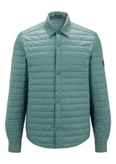 Hugo Boss BOSS Lorence Regular Fit Quilted Nylon Snap-Up Shirt in Open Green at Nordstrom