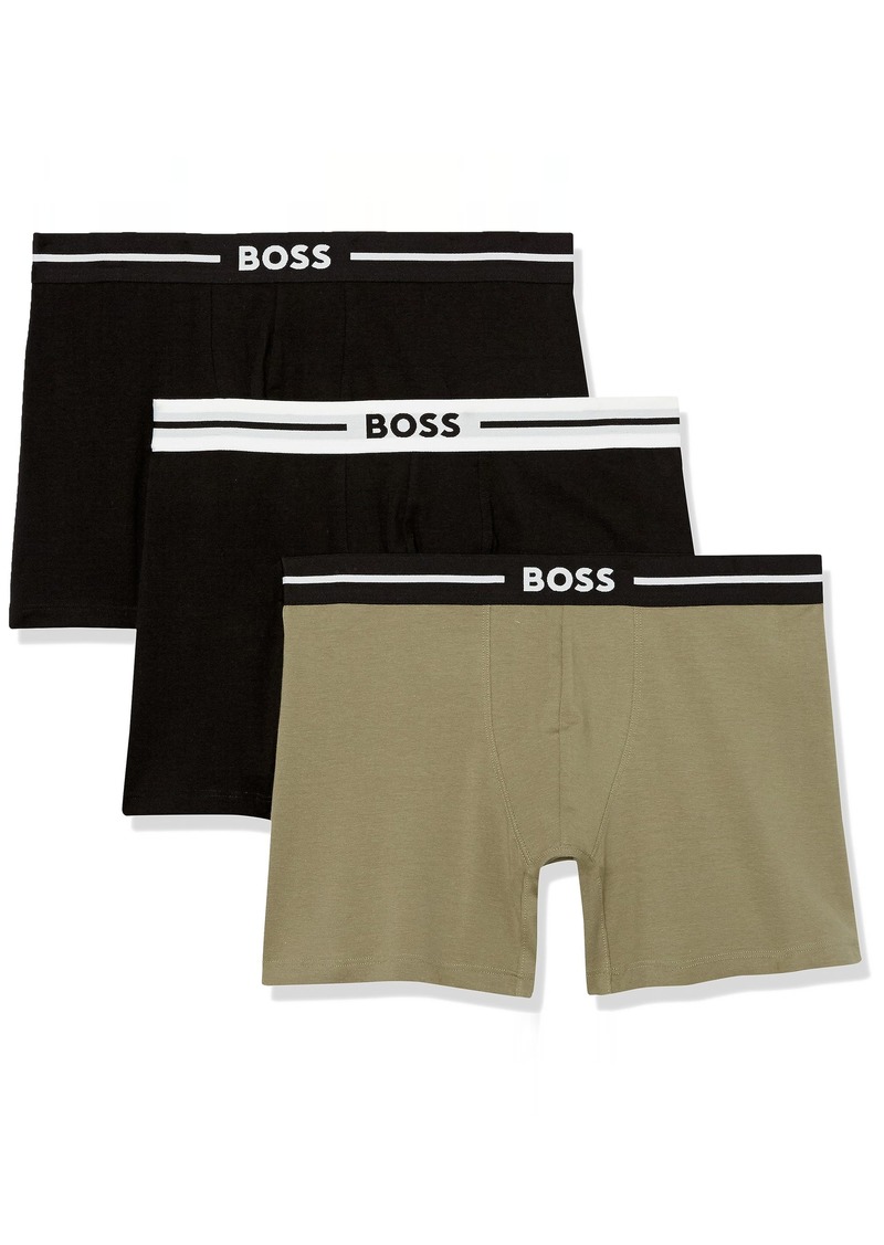 Hugo Boss BOSS Men's 3-Pack Bold Logo Cotton Stretch Boxer Briefs  L