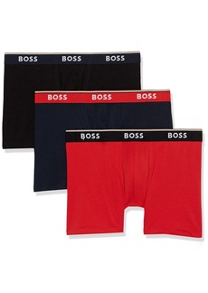 Hugo Boss BOSS Men's 3 Pack Bold Logo Cotton Stretch Boxer Briefs Peacock/Coal/Coal S