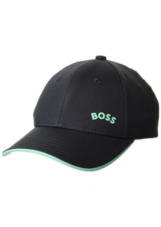 Hugo Boss BOSS Men's Curved Logo Cotton Twill Hat Eclipse Blue/Biscay Green