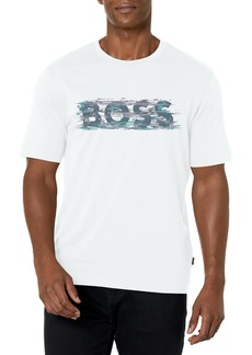 Hugo Boss BOSS Men's Digital Graphic Print Short Sleeve T-Shirt Blank White/Graphite Purple Green