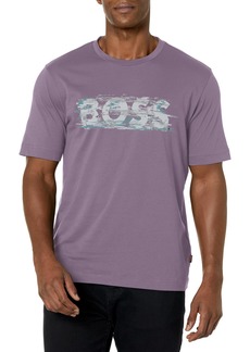 Hugo Boss BOSS Men's Digital Graphic Print Short Sleeve T-Shirt Purple Sage/White Green Purple