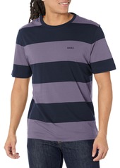 Hugo Boss BOSS Men's Horizontal Stripe Short Sleeve T-Shirt Dark Purple/Light Purple