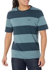 Hugo Boss BOSS Men's Horizontal Stripe Short Sleeve T-Shirt Goblin Green/Dark Teal