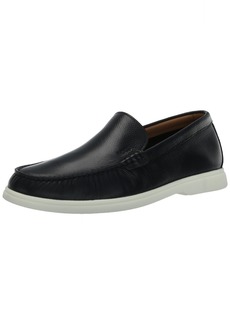 Hugo Boss BOSS Men's Leather Slip On Loafers with Pop Sole deep Navy