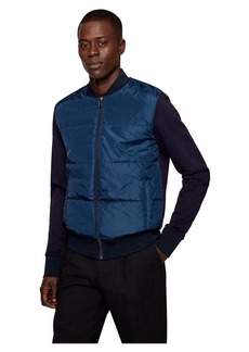 Hugo Boss BOSS Men's Skiles Nylon and Cotton Zip Up Sweatshirt  Dark Blue