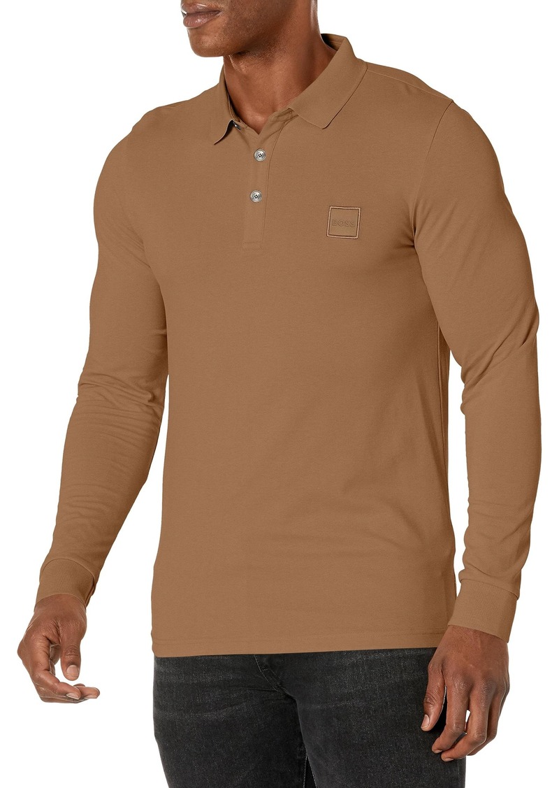 Hugo Boss BOSS Men's Square Patch Logo Slim Fit Long Sleeve Polo Shirt  M