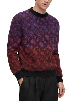 Hugo Boss Boss Miracolo Relaxed Fit Ombre Animal Jacquard Crewneck Sweater