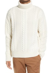 Hugo Boss BOSS Nannos Cable Knit Virgin Wool Turtleneck Sweater