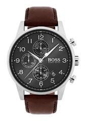 Hugo Boss BOSS Navigator Chronograph Leather Strap Watch