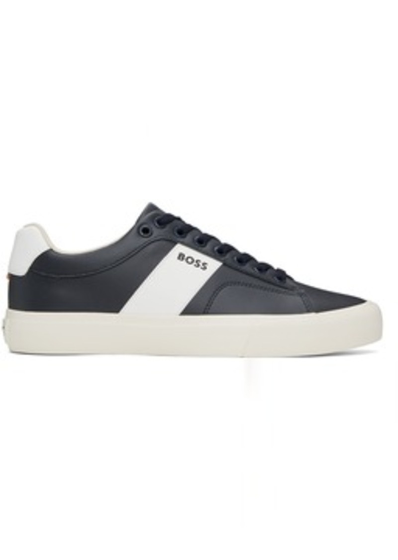 Hugo Boss BOSS Navy & Off-White Cupsole Contrast Band Sneakers