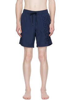 Hugo Boss BOSS Navy Embroidered Swim Shorts