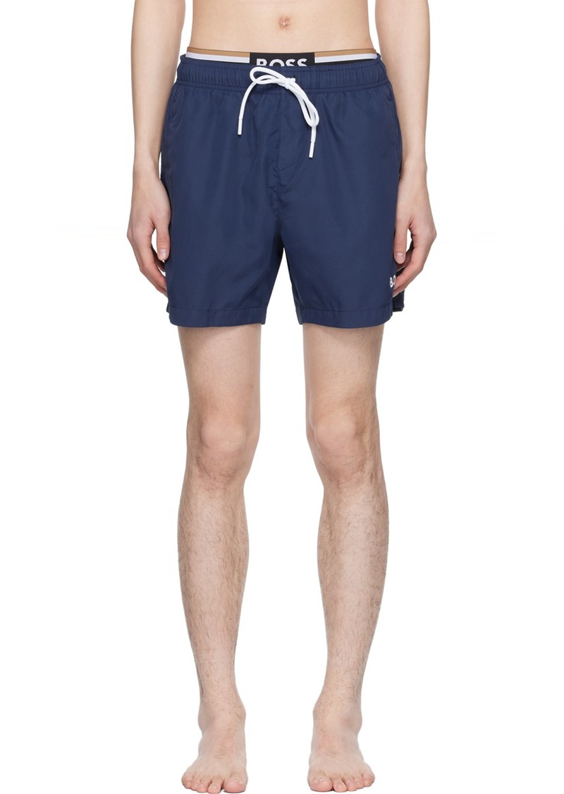 Hugo Boss BOSS Navy Printed Swim Shorts