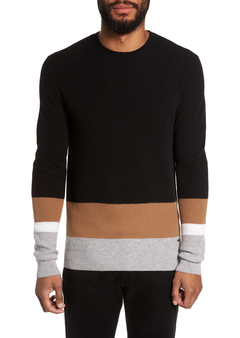 colorblock crewneck sweater