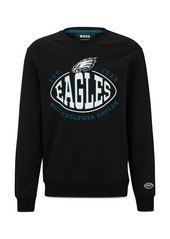 Hugo Boss Boss Nfl Philadelphia Eagles Cotton Blend Printed Regular Fit Crewneck Sweatshirt