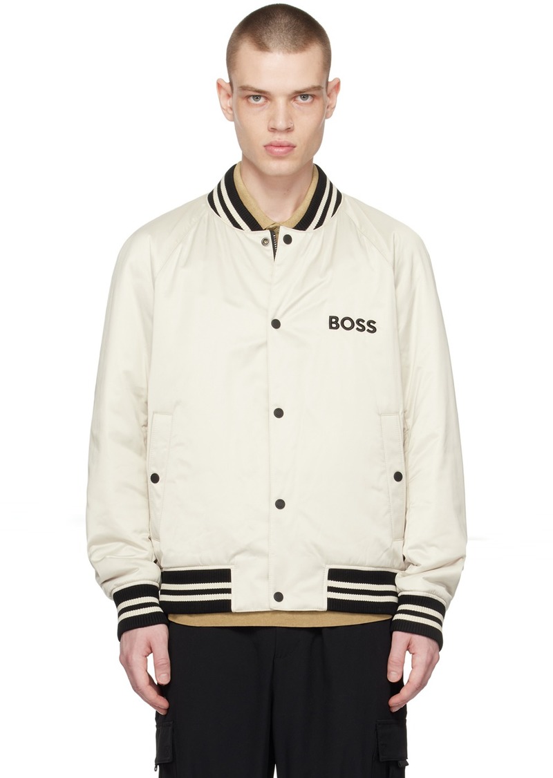 Hugo Boss BOSS Off-White Stripes Insulated Bomber Jacket