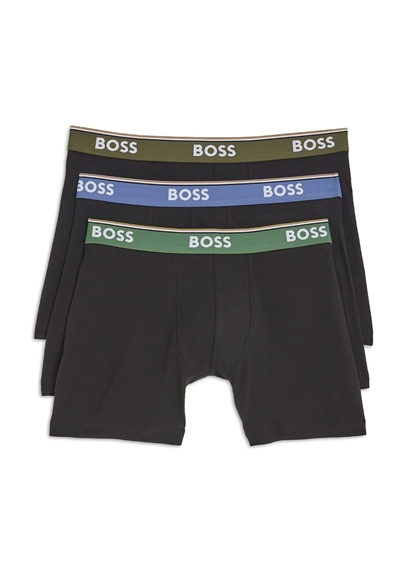 Hugo Boss Boss Power Cotton Blend Logo Waistband Boxer Briefs, Pack of 3